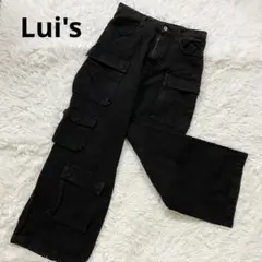 希少【Lui's ルイス 】マルチポケットカーゴパンツ デニム ブラック 34
