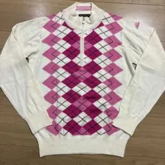 adidas レディース ゴルフ ハーフジップ セーター アーガイル M