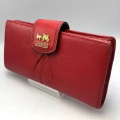 COACH コーチ 長財布 レッド 馬車金具 本革 カード収納 多い