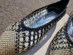 ゴールド・ブラック フラットシューズ 24.5cm