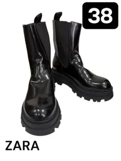 ZARA サイドゴアブーツ 38 ブラック