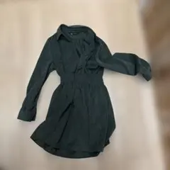 ZABA ダークグリーン シャツワンピース