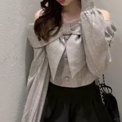 LIP SERVICE リボンオフショルロングスリーブトップス