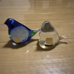 マルテイグラス　小鳥　ペア　手造り
