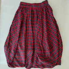 チェックバルーンスカート チェックネル生地 バルーンスカート M