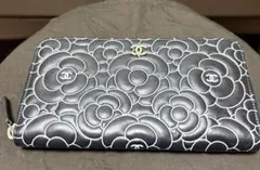 シャネル♡カメリア　ブラックレザー長財布