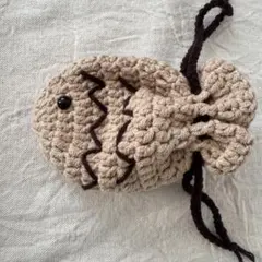 ハンドメイド たい焼き 手編み 小物入れ ポーチ