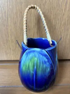 昭和レトロ 瑠璃釉 花瓶　一輪挿し