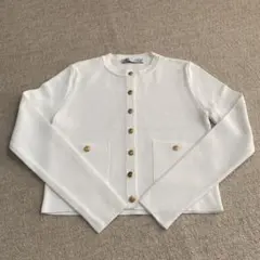 ZARA長袖ニットカーディガン　白