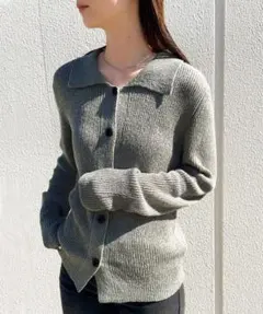 【select MOCA】サマーニットカーディガン_ライトグレー_冷房対策