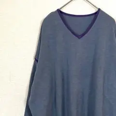 ニット セーター Ｖネック サイドスリット ウール混 オーバーサイズ ゆったり