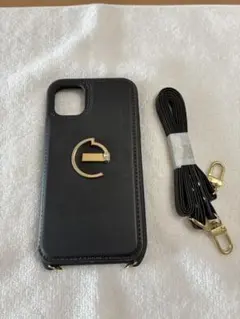 ショルダーストラップ付きiPhone11用ケース 黒