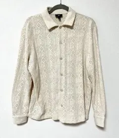 【美品】H&M エイチアンドエム　メンズ　ネルシャツ ホワイト　M