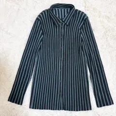 美品☆ISSEY MIYAKE プリーツ ジャケット ストライプ シャツのサムネイル