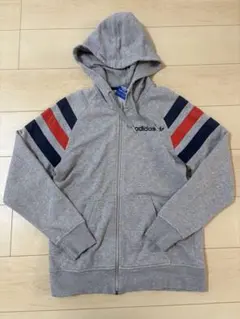 adidas グレー L フード付きパーカー
