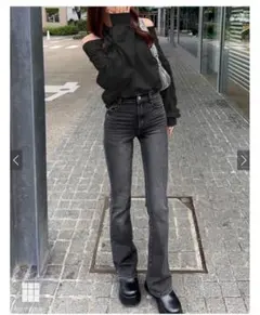 ハイウエストデニムフレアパンツ　グレイルcu498