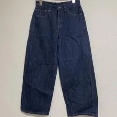 GU ワイドデニムパンツ M 濃紺 インディゴ ハイウエスト ワイドストレート
