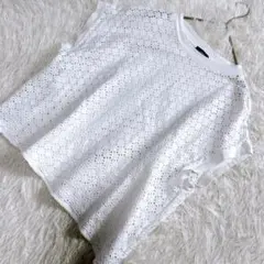 【美品】SHIPS シップス（F）半袖 Tシャツ カットソー 透かし編み 涼しげ