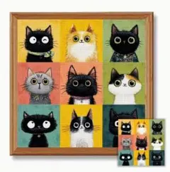 クロスステッチ　キット◆猫　枠 　14CT　 40×40cm