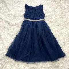 キッズ フォーマル ドレス ネイビー 花モチーフ チュール 結婚式 発表会
