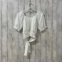 SHEIN ホワイト 半袖 トップス リボン付き