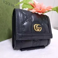 ✨極美品✨ グッチ 二つ折り財布 マーモント シボ バタフライ 蝶