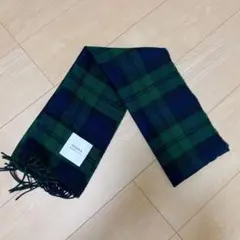 STUDIOUS チェック柄マフラー ネイビー/グリーン