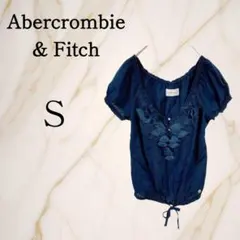 アバクロンビーアンドフィッチ【S】半袖ブラウス オーバル花モチーフ オーガンジー