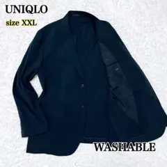 【希少サイズ】 ユニクロ 感動ジャケット ストレッチ 洗える XXL ネイビー