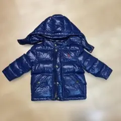 ネイビー フード付きダウンコート