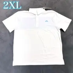 新品✨ J.LINDBERG ゴルフ メンズ ポロシャツ 2XL 白 水色