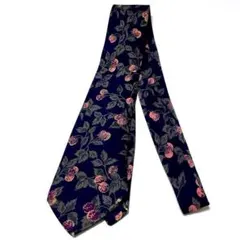 HANAE MORI ハナエモリ ネクタイ 花柄 シルク　ネイビー　日本製のサムネイル