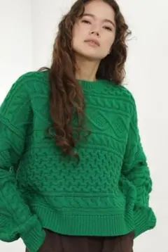 niko and ... グリーン ケーブルニット セーター サイズ3