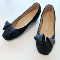 中古Snidel リボン パンプス ブラック Lサイズ　スナイデル　スウェード調のサムネイル
