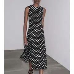 ZARA ドットワンピース ZW COLLECTION ドット柄ミディワンピース
