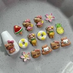 無言購入OK⭕️ ハローキティ 日焼け ネイル　ネイルパーツセット
