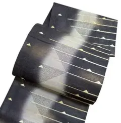 A 10美品袋帯 六通柄 唐織　金糸　幾何学 正絹 着物