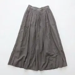 earth music&ecology 綿麻ボリュームロングスカート ベージュ