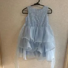 水色 フリル付きドレス　110センチ