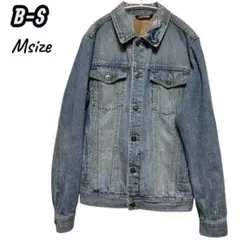 M【B-S】ダメージ加工デニムジャケット　Gジャン　良品　羽織　シンプルコーデ◎