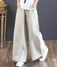 リネン ワイドパンツ