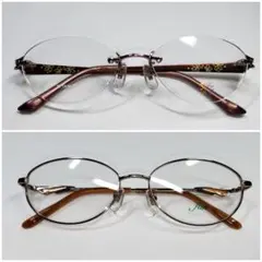 枠無し女性用メガネ他ー新品メガネフレーム2本セット販売￥7780