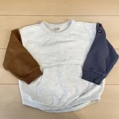 petit main 3色切替デザイン トレーナー 埜グレー 薄手