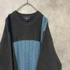 90s vintage 柄ニット　セーター　コットン　メンズ L 古着　A7