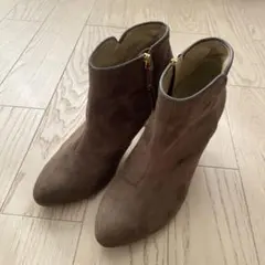 ショートブーツ　ブラウン　ファスナー　秋　冬　ブーツ