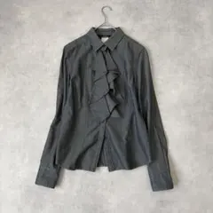 MaxMara WEEKEND LINE デニムフリルシャツ L 綿 美品のサムネイル