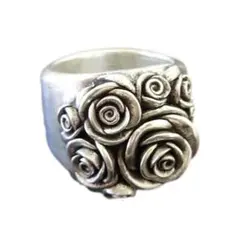 シルバー 薔薇 ローズ フラワー クラシック ヴィンテージ リング C671-3