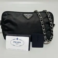 PRADA プラダ チェーン ショルダーバッグ カメラバッグ 三角プレート　黒色