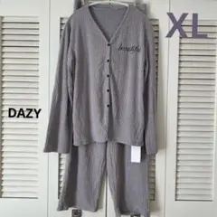 【新品】DAZY フリースリブニットラウンジセット　パジャマセット　グレー　XLのサムネイル
