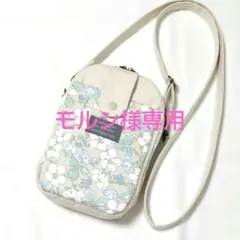 仕切りポシェット⭐️帆布生成/白グリーン花柄